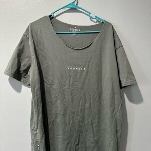YoungLA Men's Olive Green Minimal Logo Short Sleeve Tee
